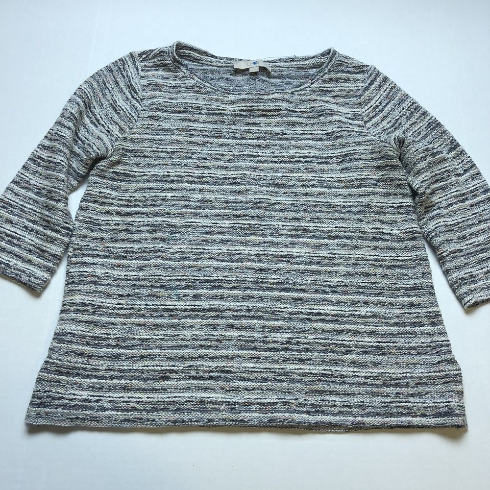 Loft Sz M Multicolor Tweed 3/4 Sleeve Top A1875